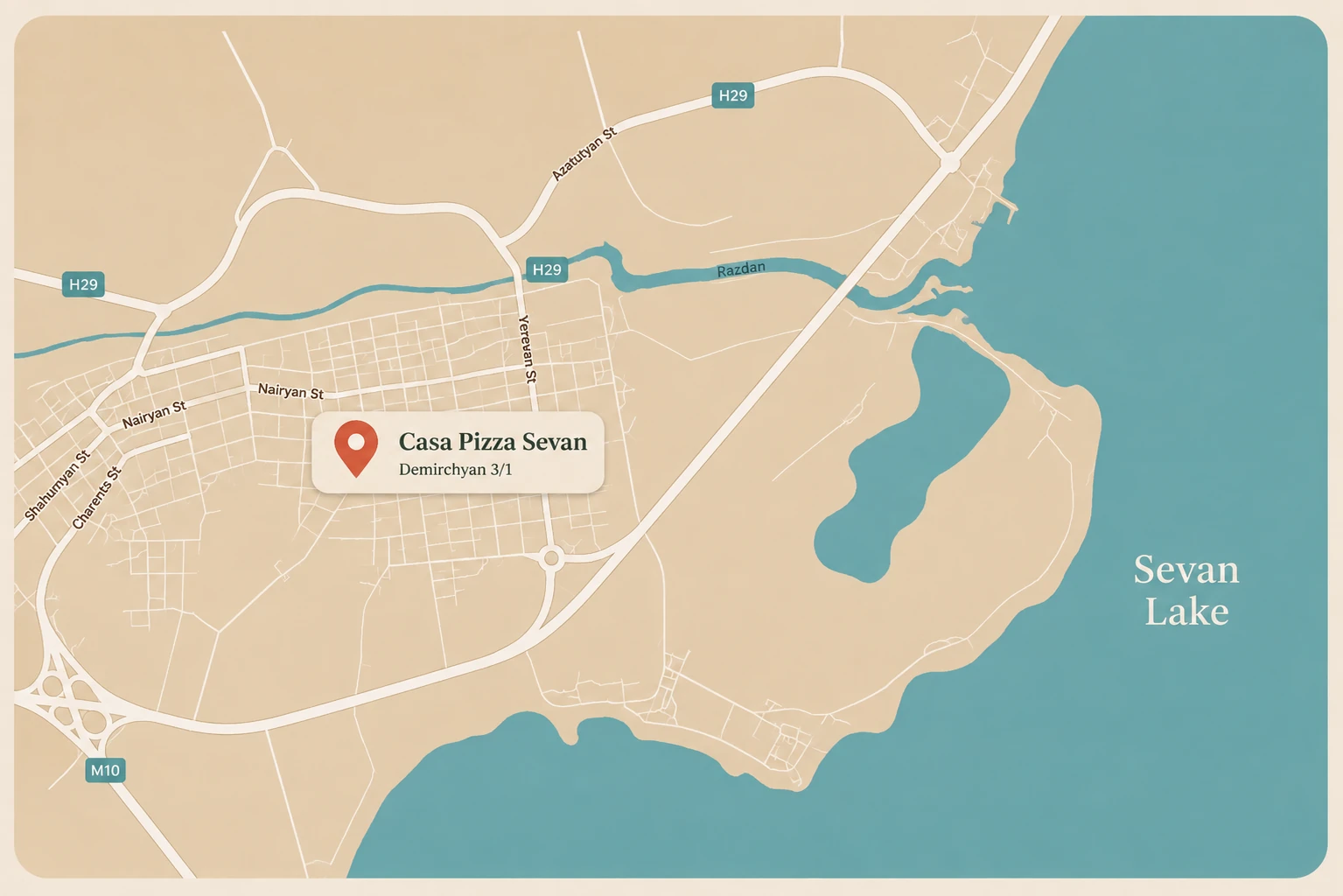Casa Pizza Sevan-ի տեղադրության քարտեզ